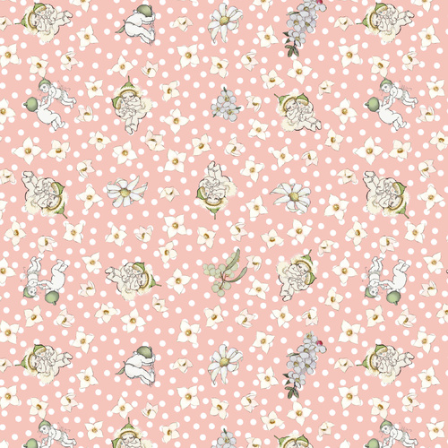 May Gibbs Garden Playtime Pink Floral Blossom Babies MG1062 Quilting Fabric