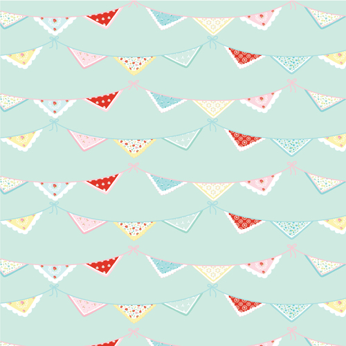 Market Day Bunting Print Mint MK24455 Quilting Fabric