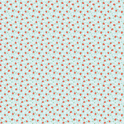 Market Day Mini Strawberries Teal MK24458 Quilting Fabric