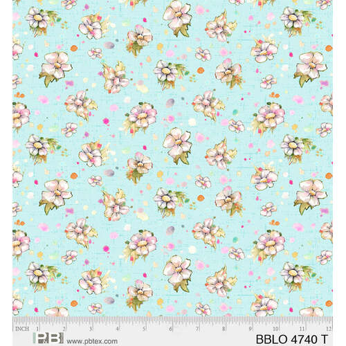Boots & Blooms PB4740T Teal Floral Quilting Fabric