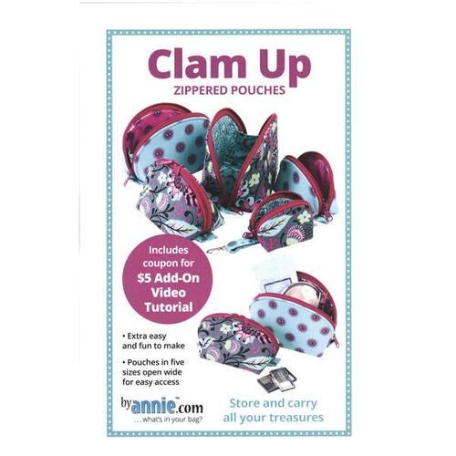 By Annie Patterns Clam Up Zippered Pouches