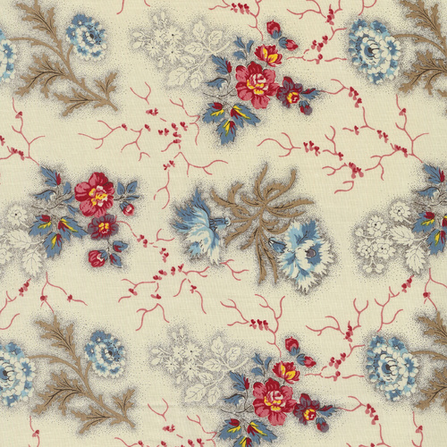 Petra Prins Dutch Heritage Flowers From The Past PP2045 Gray Quilting Fabric 
