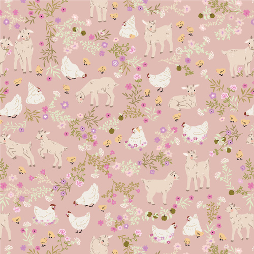 Primrose & Parsley Barnyard Babies Rose PR26845 Quilting Fabric