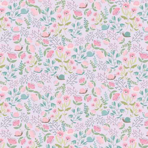 Le Petit Escargot Hiding Out Lavender SL26402 Quilting Fabric
