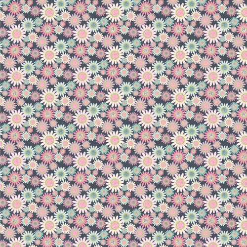 Le Petit Escargot Sunny Daisies Grey SL26412 Quilting Fabric