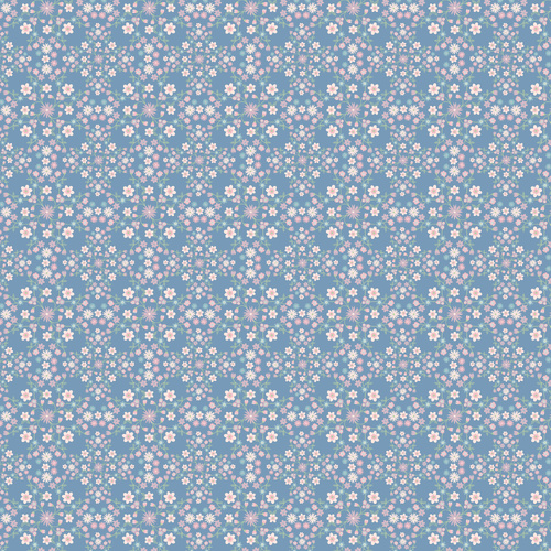 Le Petit Escargot Blooms & Vines Blue SL26414 Quilting Fabric
