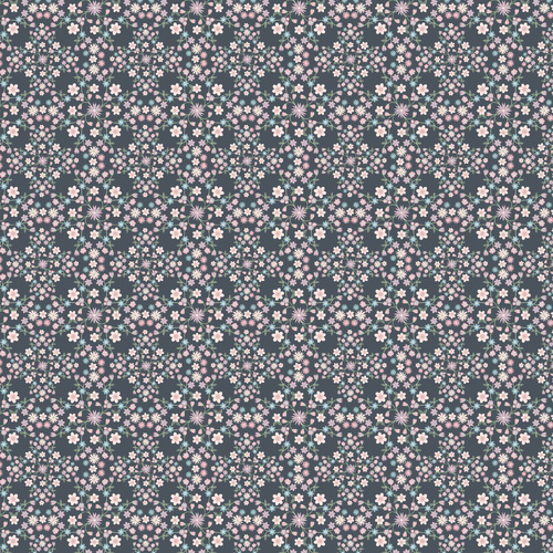 Le Petit Escargot Blooms & Vines Grey SL26415 Quilting Fabric