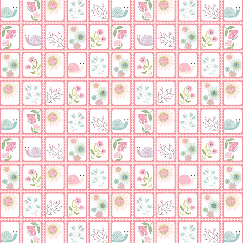 Le Petit Escargot Snail Mail White SL26416 Quilting Fabric