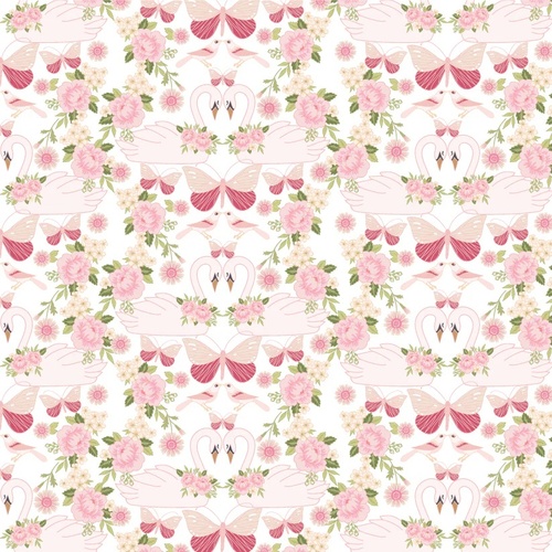 Stolen Moments Swan Song Blanc SM25310 Quilting Fabric