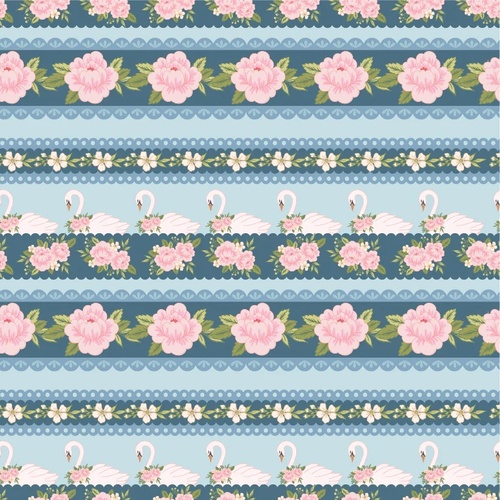 Stolen Moments Laces & Roses Bleu SM25323 Quilting Fabric
