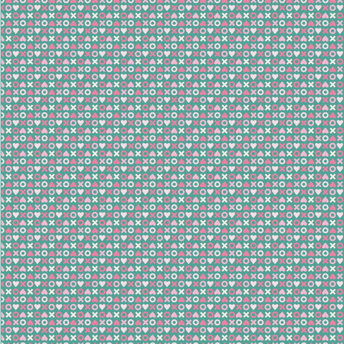 Smitten Chicken XOXO Hearts Aqua SN251101 Quilting Fabric