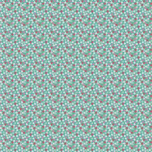 Smitten Chicken Wild Phlox Floral  Aqua SN251108 Quilting Fabric