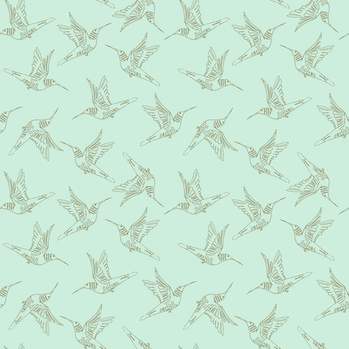Serenity Blooms Humingbird Dance Mint SR24503 Quilting Fabric 