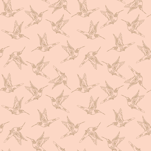 Serenity Blooms Humingbird Dance Peach SR24505 Quilting Fabric 