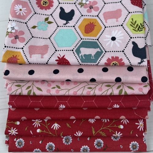 Sunshine & Chamomile Pink/Red 7 Piece Special Bundle (1/4m, 1/2m, or 1m)