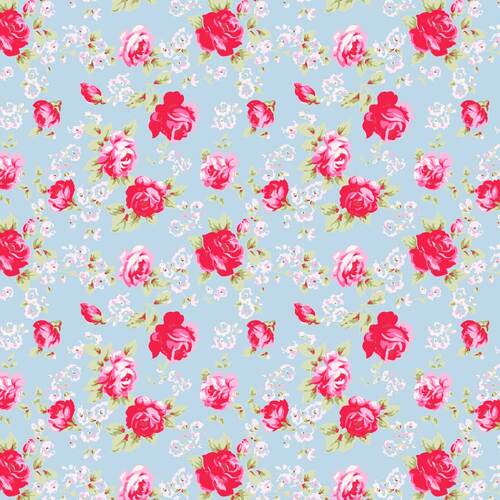 Posie Small Rose TW06-Blue Patchwork Fabric