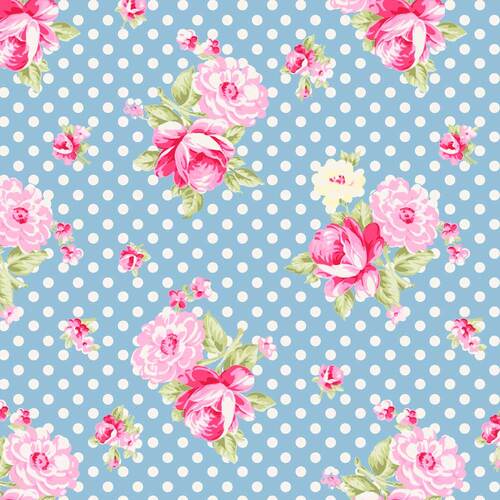 Posie Large Rose TW07-Blue Patchwork Fabric