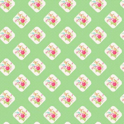 Posie Roses on Dots TW08-Green Patchwork Fabric