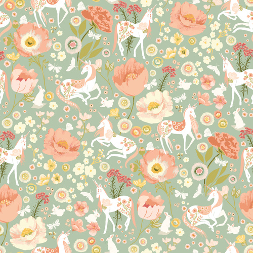 Unicorn Dreams Dreamland Mint UD25701 Quilting Fabric 