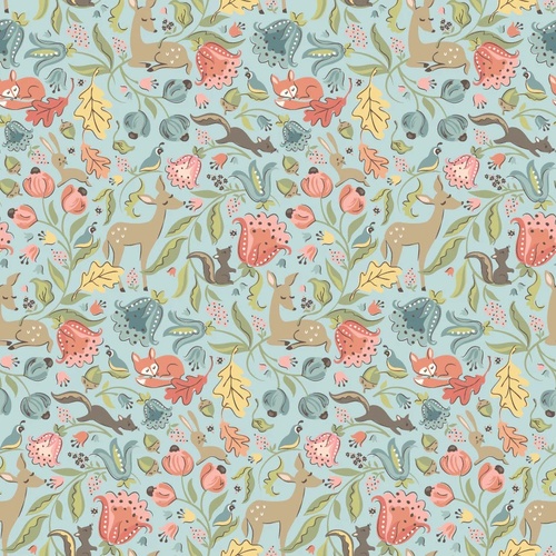Wildwood Dwellings  Deer Meadow Lt Teal WW25101 Quilting Fabric 