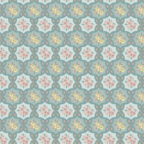 Wildwood Dwellings Quilty Patches Teal WW25107 Quilting Fabric 
