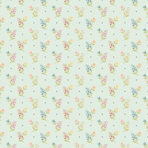 Wildwood Dwellings Sprigs & Tulip Lt Teal WW25113 Quilting Fabric 