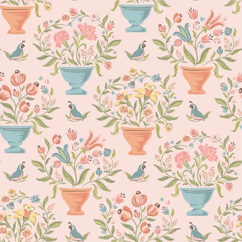 Wildwood Dwellings Flower Pots Blush WW25117 Quilting Fabric 