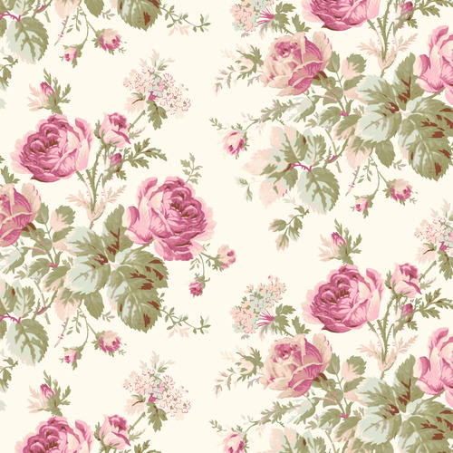 French Roses Viney Roses Y3978-2 Light Cream Quilting Fabric