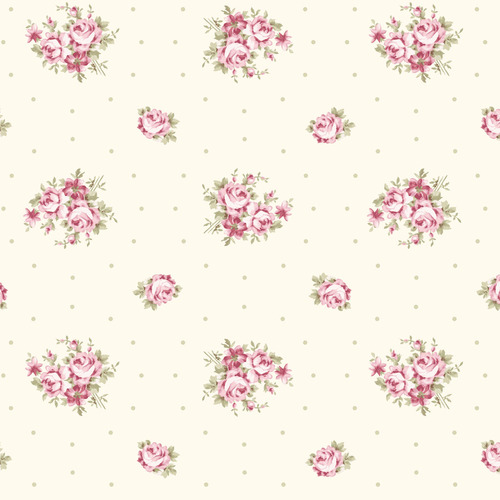 French Roses Rose Dot Y3981-2 Light Cream Quilting Fabric