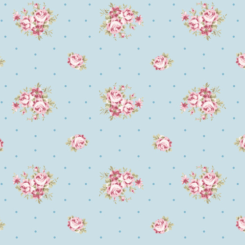 French Roses Rose Dot Y3981-97 Light Sky Quilting Fabric