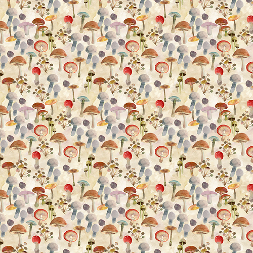Wild Wonder Digital Mushrooms Butter Y4079-59 Patchwork Fabric