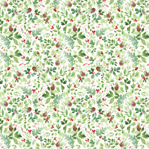 Santa Paws Foliage White Y4433-1 Quilting Fabric