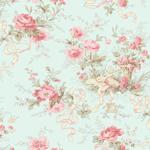 Charlotte Cottage Floral Light Turquoise Y4611-100 Quilting Fabric