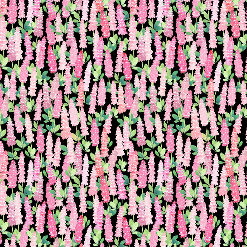 Sunlit Sonnet Lupine Watercolour Lupine Flowers Black Y4866-3 Quilting Fabric