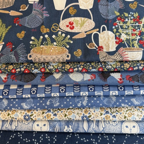 The Henhouse Denim Cobalt 8 Piece FAT QUARTER Special Bundle LAST ONES