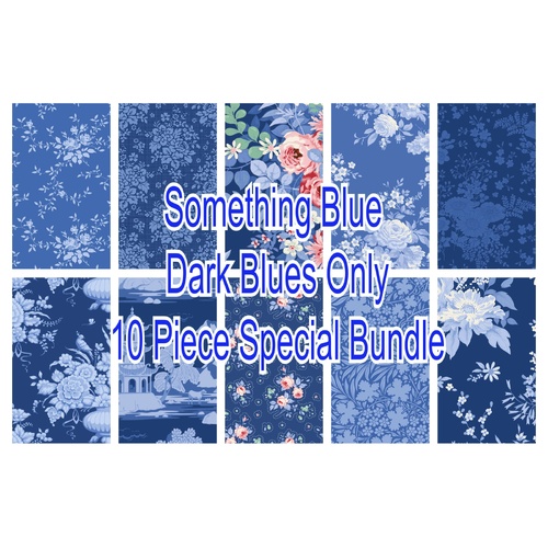 Tilda Something Blue – 10 Piece Dark Blue Main Fabric Special Bundle
