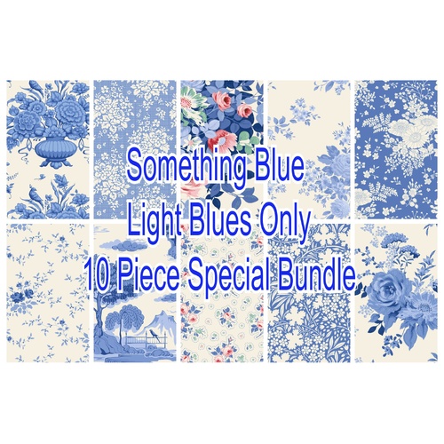 Tilda Something Blue – 10 Piece Fat Quarter Light Blue Main Fabric Special Bundle LAST ONES