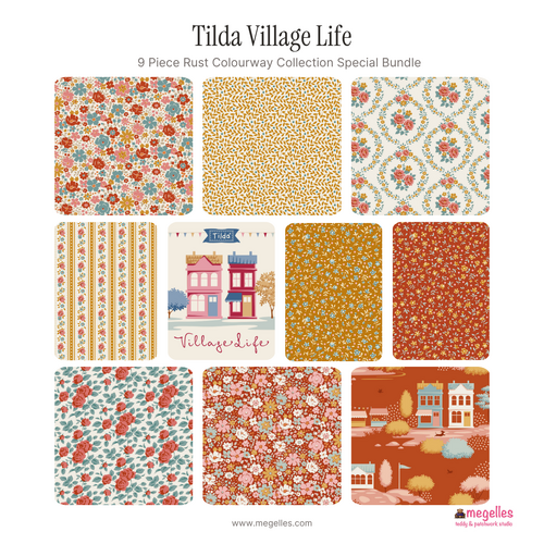 Tilda Village Life 9 Piece Rust Colourway Collection Special Bundle - Pre-Order